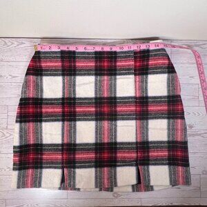 Hollister Ultra High Rise Plaid Wool Tweed A-Line Skirt with Pockets - M